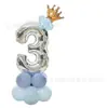 Frete Grátis 32 polegadas Novo Coluna Digital Prata Balão de Filme de Alumínio Decoração de Festa Fundo para Bebê de Um Ano Arranjo de Parede