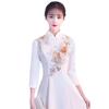 Vestido de Noite 2026 Novo Vestido Longo de Madrinha Estilo Chinês Cheongsam Aprimorado Reunião Anual Vestido de Noite de Banquete Retrô com Mangas Longas