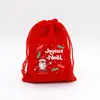 Fornecimento Direto Transfronteiriço Grande Saco Vermelho de Veludo de Natal Saco para Embalagem de Presente de Joias Saco de Presente para Doces de Maçã do Papai Noel