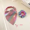 Miaode 2026 Nuevo Pañuelo Triángulo Gradiente Láser Accesorio Elástico para el Cabello Scrunchie Plisado Iridiscente Goma para Cola de Caballo Baja