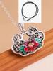 Collar con cierre de seguridad de flor de peonía de plata esterlina s925 para mujer, colgante con candado Lang Ruyi pintado, cadena de suéter larga retro, cadena de clavícula