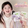 Pinza para el Cabello de Niña con Lazo de Cinta de Orejas de Conejo y Perlas, Accesorio para el Cabello Juguetón y Versátil con Cinta de Gasa