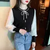 Comercio Exterior Encaje Japonés y Coreano con Cordones y Lazo Prendas de Punto Camiseta Interior para Mujer Primavera y Otoño 2025 Estilo Pequeño Aroma Top Interior