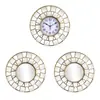 Espejo Europeo Set de Tres Piezas Reloj de Pared Decoración de Sala de Estar Mesa Reloj de Pared Sala de Estar Combinación Triple Pintura Mesa Reloj de Pared Personalización