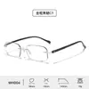 Nuevas gafas de lectura poligonales biseladas sin montura de moda para hombre, gafas de estilo casual de negocios de alta gama con patillas TR ultraelásticas