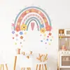 Flores Bonitas de Dibujos Animados Arcoíris Pegatinas de Pared Autoadhesivas Estilo Niña Linda Pegatinas Decorativas para Pared de Fondo de Habitación BR0839H