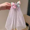 Pasador de Malla Extra Grande con Lazo para el Cabello, Pin de Tulle de Hada para la Parte Trasera de la Cabeza, Accesorio de Corona de Princesa de Alta Gama para Niñas