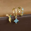Pendientes de Gota de Agua de Lujo Ligero Europeos y Americanos Pendientes Elegantes de Mariposa Fruta Pendientes Geométricos de Ojo de Caballo Zirconia Pendientes Set de 3 Piezas
