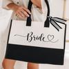 Amazon equipo de novia transfronterizo bolsa de mano de lona doble color blanco y negro fiesta de despedida de soltera de boda novia