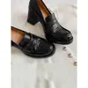 Sapatos Mary Jane femininos de couro com salto grosso retrô, slip-on, de salto alto, para o trabalho