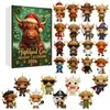 Producto nuevo transfronterizo Calendario de Adviento 2D de Vaca de las Tierras Altas 2026 Calendario de Navidad de Vaca de las Tierras Altas