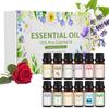 Conjunto de 12 Frascos de 10ml de Óleos Essenciais Únicos Hidrossolúveis Personalizados Transfronteiriços Óleos Essenciais de Extrato de Planta Personalizados em Inglês