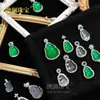Colgante de Ágata Natural con Incrustaciones de Calcedonia en Plata S925 Estilo Chino Calabaza Verde Imperial Adorno Versátil de Jade Espuma de Agua de Alta Gama
