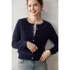 Nuevo Suéter de Cachemira Pura para Mujer Otoño e Invierno con Estilo Suave, Diseño de Corazón Bordado a Mano, Cárdigan de Punto Ajustado, Top de Manga Larga y Chaqueta