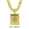 Collar con Colgante Cuadrado de Signo de Dólar de Efectivo Estilo Americano con Letras de Goteo de Aceite, Cadena Cubana, Transfronterizo