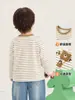 Camiseta de manga larga a rayas Kaka Panda para niños, ropa de otoño para bebé, camiseta básica de algodón puro para niños, top de moda para niñas de primavera y otoño