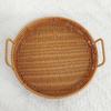 FONTE fabricante Rattan tecido cesta de armazenamento prato de frutas placa de frutas secas lanche bandeja de lanche Rattan prato tecido