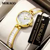 Reloj de Cuarzo Exquisito para Mujer Marca de Alta Gama Mokka, Simple, Lujo Ligero, Moderno, Versátil, Reloj de Pulsera de Cuarzo Impermeable para Mujer