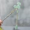 Horquilla de borla de ginkgo verde esmeralda estilo antiguo horquilla fresca vintage para recogido horquilla de paso antiguo estilo antiguo hanfu accesorios para el cabello tocado