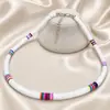 Europa y Estados Unidos transfronterizo caliente nuevo Bohemio cadena corta para el cuello rojo de internet para llevar apilada collar de arcilla polimérica de color mixto nicho cadena para la clavícula