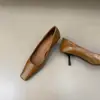 ¡Dos alturas! Tacones altos de punta cuadrada de corte bajo para mujer, otoño, moda francesa, temperamento, versátil, piel suave, tacón de aguja, zapatos de vestir para ir al trabajo