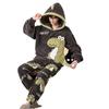 Pijamas de pelúcia de outono e inverno pijamas masculinos dos desenhos animados jovens com capuz lã coral plus size homewear ao ar livre
