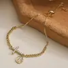 Pulsera Colgante Geométrico de Zirconia Chapada en Cobre Oro de 18 Quilates, Moderna y Versátil para Mujer, Popular en Europa y América