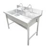 Fregadero de acero inoxidable de una sola cubeta con ranura de paso con soporte fregadero integrado lavabo fregadero sitio fregadero cantina guardería