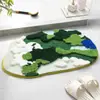 Alfombra de Piso con Flocado de Musgo Azul Acolchada Alfombrilla Absorbente para Pies de Baño Alfombra para Puerta de Baño y Entrada del Hogar Alfombrilla Antideslizante
