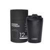 Taza de Café de 12 oz Acero Inoxidable 304 Doble Pared Aislada con Escala, Tapa Antiderrames y Base Antideslizante, Taza para Bebidas Calientes y Frías