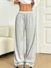 Suministro exclusivo transfronterizo: Pantalones deportivos rectos de encaje en la cintura, estilo europeo y americano, color gris, de pierna ancha, corte holgado, disponibles para dropshipping