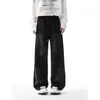 Pantalones Deportivos Lavados de Calle Americana para Hombre Primavera y Otoño 2025 Nueva Marca de Moda Sueltos Casuales Pierna Ancha Pantalones Cimitarra