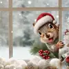 BRUP Ardilla Linda con Gorro de Santa Claus Pegatina para Ventana Pegatina Decoración de Cristal Estéreo 3D Pegatina para Ventana Festiva HS-JD5834C