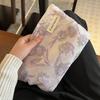 Neceser artístico morado fresco de gran capacidad para productos de cuidado de la piel, portátil, para guardar y lavar, para mujer