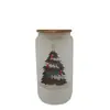 Copo Mason Jar de Vidro 16oz para Cerveja Cola Água com Logotipo Personalizado de Natal em Estoque Transfronteiriço Sublimação