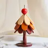 Tapete Aislante Térmico Mesa de Comedor de Madera Maciza Anti-quemaduras Posavasos de Árbol Casero Adorno de Madera Árbol de Navidad Cazuela Comida Plegable