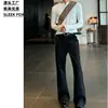 Calça de terno simples de perna reta 2026 para homens, calça preta casual com bom caimento para outono e inverno, levemente flare, de alta qualidade