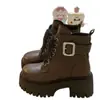 Botas Martin Estilo Británico de Suela Gruesa para Mujer 2026 Nuevas Botines Cortos Otoño/Invierno para Mujeres Petitas Negro con Cordones