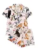 Floral 2026 Nuevo Cárdigan Transfronterizo de Seda de Leche Pijama Estampado para Mujer Conjunto de Ropa de Casa de Manga Corta Transfronterizo