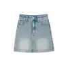 Falda de Mezclilla Lavada de Color Claro Talla Grande para Mujeres Verano 2025 Nueva Falda de Línea A de Aspecto Adelgazante de Alta Gama