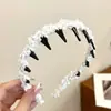 Elegante Diadema Tejida Ondulada para Mujer Modelo Nuevo 2025 con Dientes, Diadema Antideslizante para Lavado de Cara y Presionar el Cabello, Pinza para el Cabello Alta en la Parte Superior del Cráneo