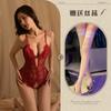 Nueva Lencería Sexy de Coqueteo Pura Lujuria Encaje Sexy Hueco Entrepierna Sin Quitar Una Pieza Transparente Tentación Liguero Pijama