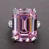 Acessórios Mais Vendidos Transfronteiriços: Anel Feminino Retangular Grande de Zircônia, Luxuoso Anel de Casamento e Noivado Feminino