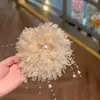 Presilha de Garra Grande Flor Pérola Alta Qualidade Estilo Coreano para Mulheres, Fashion e Versátil, com Toque de Luxo, Presilha Tubarão Grampo de Cabelo Acessório de Cabelo