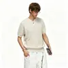 Camisa Polo de Punto de Manga Corta con Cuello Henry para Hombre, Moda de Verano, Gama Alta, Holgada, Casual, Versátil, Top de Color Sólido de Manga Media