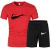 Verano Nuevo Set de Camiseta de Manga Corta para Hombre + Shorts de Playa Estampado Ropa Deportiva Traje de Dos Piezas a la Moda