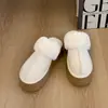 Pantuflas peludas para mujer para uso en exteriores en otoño e invierno 2026, nuevas pantuflas de algodón de punta cerrada forradas de felpa, cálidas, que aumentan la altura, con suela gruesa, sin cordones