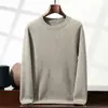 Suéter de Caxemira Outono e Inverno para Homens, Gola Redonda, Espessado de Dupla Camada Quente, Casual de Negócios, Suéter de Base Tricotado de Alta Qualidade
