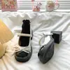 Zapatos Mary Jane con Tacón Grueso y Lazo de Perlas Francesas para Mujer 2026 Nuevo Estilo de Verano Zapatos de Tacón Alto Cómodos Zapatos Pequeños de Cuero