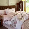 2025 Nuevo Estilo Algodón Puro Amigable con la Piel Algodón Puro Estampado Digital Funda de Edredón Sábanas Sábanas Ajustables Juego de Cama de Cuatro Piezas